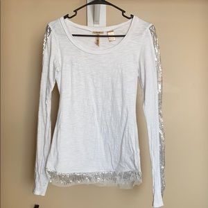 Cute long sleeved white shirt with sparkles